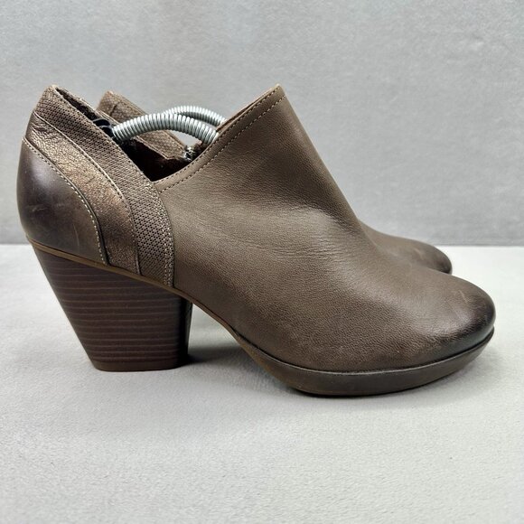 Womens 10.5-11 (EU 41) Dansko Marcia Ankle Booties Brown Leather Heeled Wedge - Picture 1 of 8